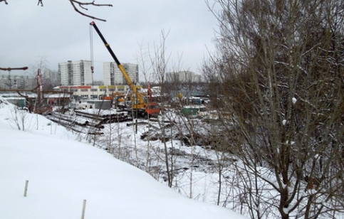 Стройка на территории Битцевского лесопарка